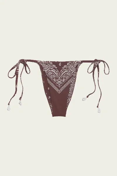 La Porte X Midnight Rodeo Bikini Bottom In Bandana In Brown