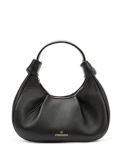 La Portegna Anita Knotted Leather Tote Bag In Black