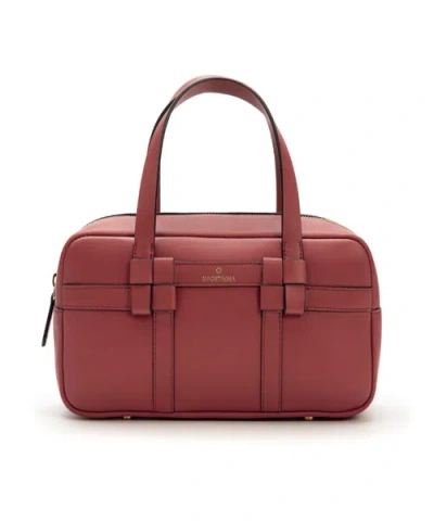 La Portegna Bibi Leather Bag With Shoulder Strap And Iconic Knots In Red