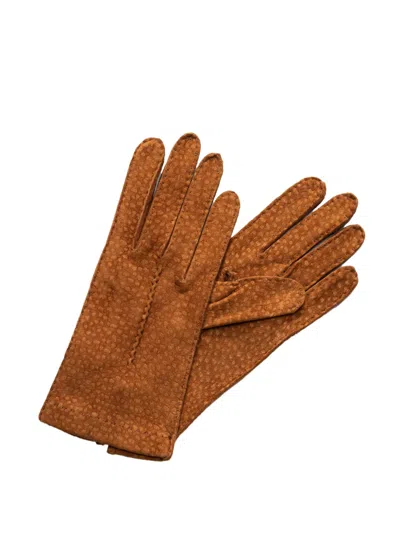 La Portegna Capybara Leather Gloves In Brown
