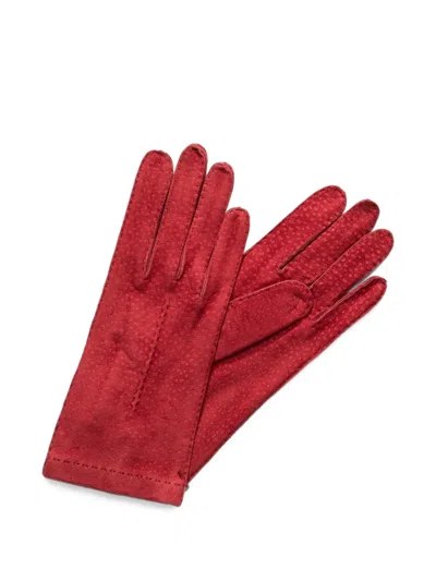 La Portegna Carpincho Leather Gloves In Red