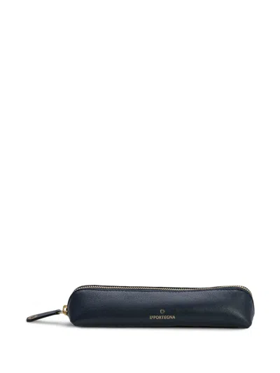 La Portegna Grained-leather Pencil Case In Blue