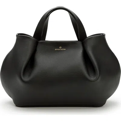 La Portegna Isabela Shoulder Bag Sculpted From Full Grain Leather In Black