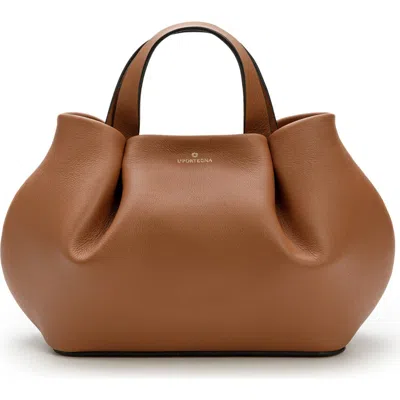 La Portegna Isabela Shoulder Bag Sculpted From Full Grain Leather In Brown