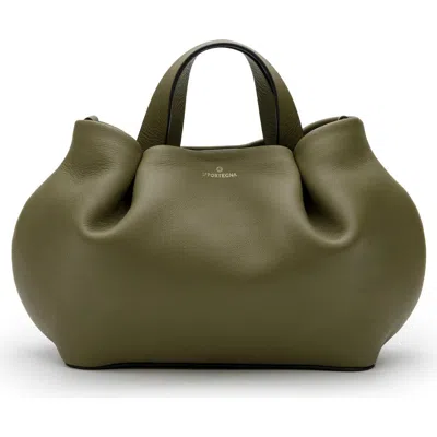 La Portegna Isabela Shoulder Bag Sculpted From Full Grain Leather In Green