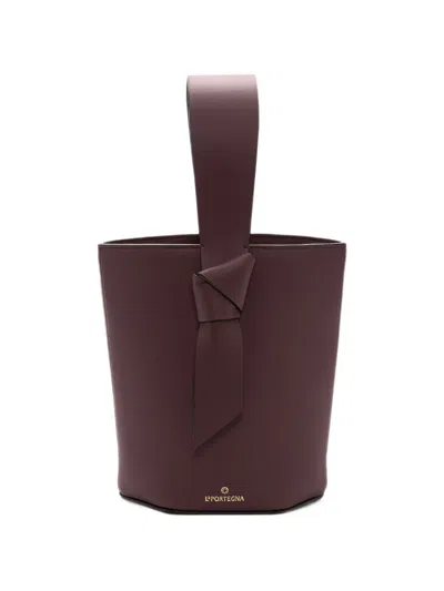 La Portegna Julieta Knotted Leather Tote Bag In Brown