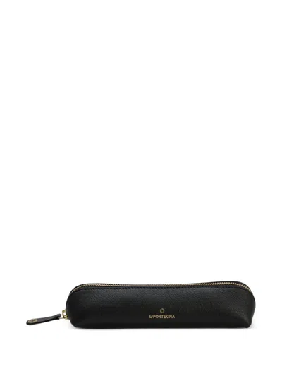 La Portegna Leather Pencil Case In Black