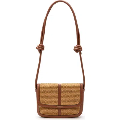 La Portegna Lucía Jute Bag With Leather Details In Brown