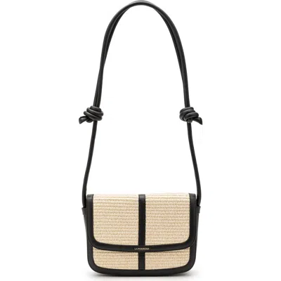 La Portegna Lucía Jute Bag With Leather Details In Neutral