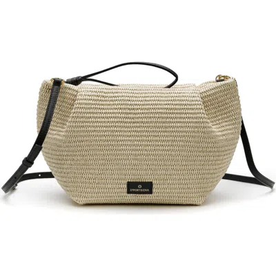 La Portegna Marta Jute Clutch Bag With Shoulder Strap In White