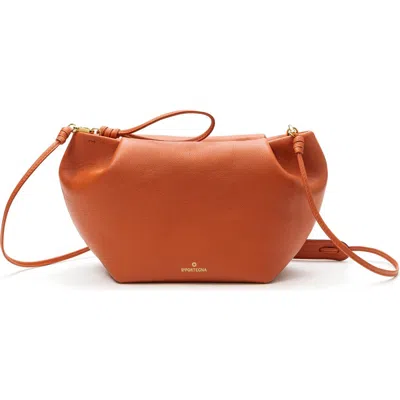 La Portegna Marta Leather Clutch Bag With Shoulder Strap In Brown