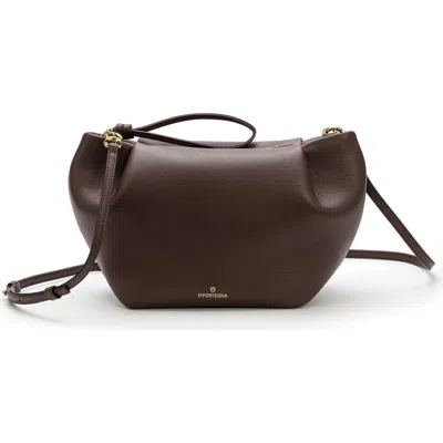 La Portegna Marta Leather Clutch Bag With Shoulder Strap In Burgundy