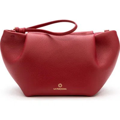 La Portegna Martita Small Leather Clutch Bag With Shoulder Strap In Pink