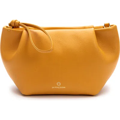 La Portegna Martita Small Leather Clutch Bag With Shoulder Strap In Yellow