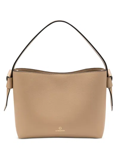 La Portegna Paulita Knotted Leather Tote Bag In Neutrals