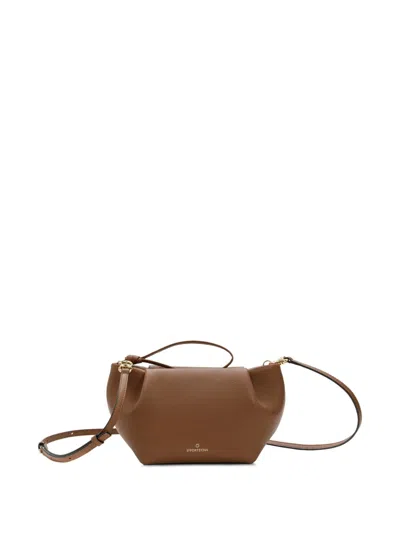 La Portegna Small Martita Leather Clutch Bag In Brown