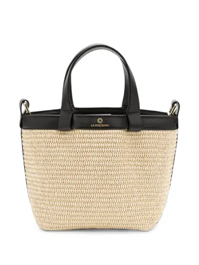 La Portegna Teresita Leather-trim Bucket Bag In Neutral