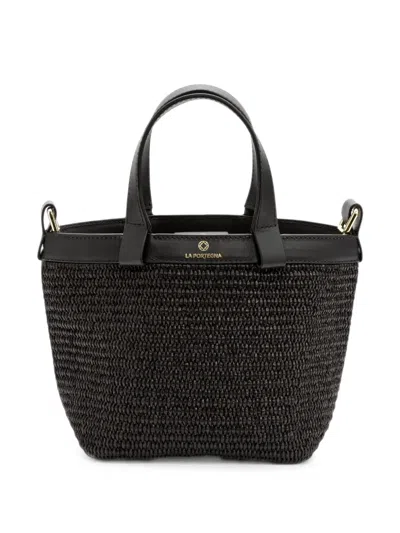 La Portegna Teresita Leather-trim Tote Bag In Black