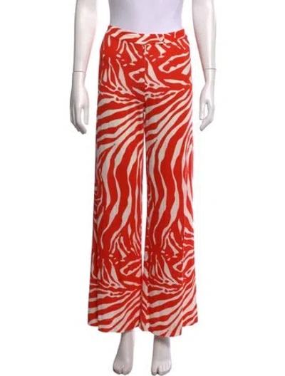 Pre-owned La Prestic Ouiston Animal Print Wide Leg Pants In Orange