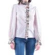 La Prestic Ouiston Baronne Blouse In Raye Bordeaux In Multi