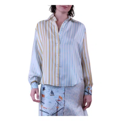La Prestic Ouiston Brooks Button-down Shirt In Mix Rayure Prestic Ciel Mrapre In Multi