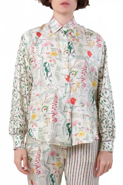 La Prestic Ouiston Brooks Long Sleeved Shirt In Mix Botaniste In White