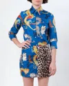 La Prestic Ouiston Emmanuelle Dragon Print Button Shirt In Blue In Blue