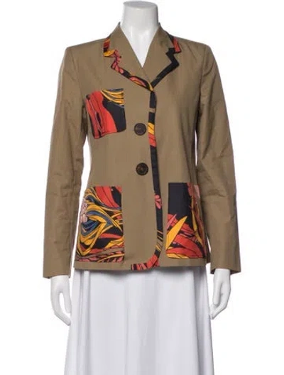 Pre-owned La Prestic Ouiston Floral Print Blazer In Brown