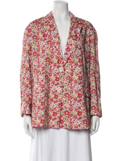 Pre-owned La Prestic Ouiston Floral Print Blazer In Red