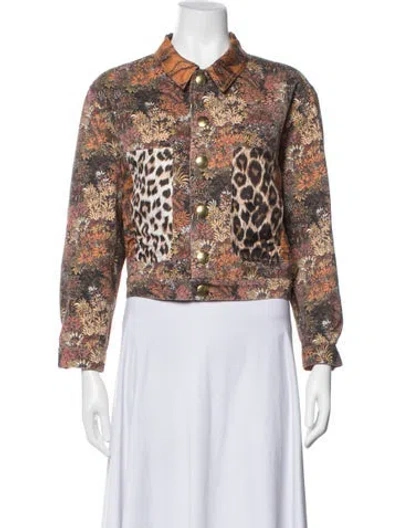 Pre-owned La Prestic Ouiston Floral Print Jacket In Brown