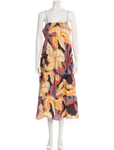 Pre-owned La Prestic Ouiston Floral Print Long Dress In Multi