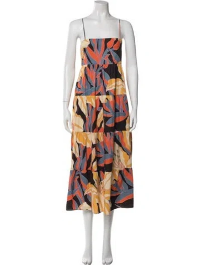 Pre-owned La Prestic Ouiston Floral Print Midi Length Dress In Multi
