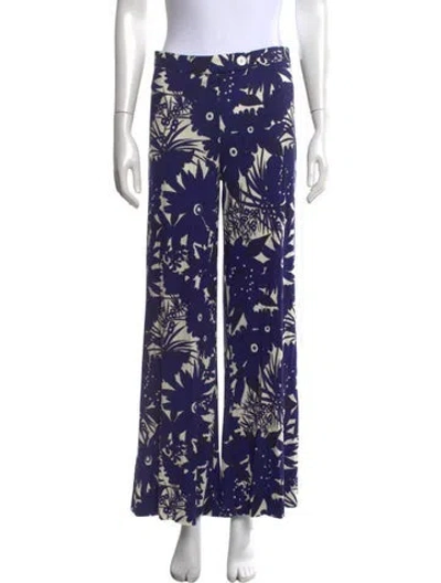 Pre-owned La Prestic Ouiston Floral Print Wide Leg Pants In Neutrals
