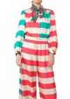 La Prestic Ouiston Francoise Long Sleeve Blouse In Mix Raye Polo Fuschia In Multi