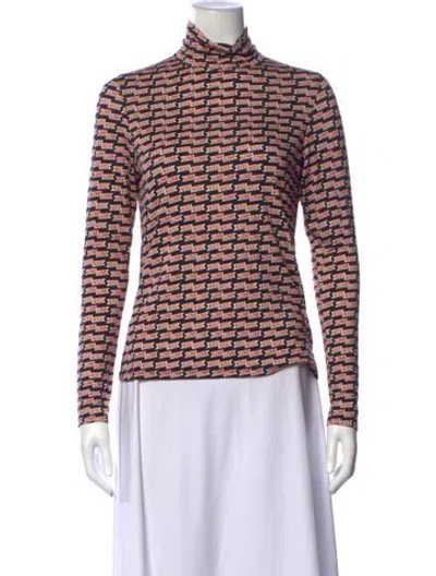 Pre-owned La Prestic Ouiston Graphic Print Turtleneck Top In Multicolor