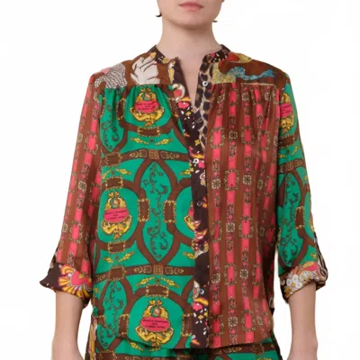 La Prestic Ouiston Jeanne Long Sleeve Blouse In Mix Bride Vert