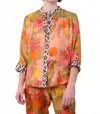 La Prestic Ouiston Jeanne Long Sleeve Blouse In Mix Fruits In Orange
