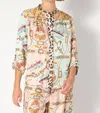 La Prestic Ouiston Jeanne Mix Button-down Shirt In Attachment Rose Multi In Blue