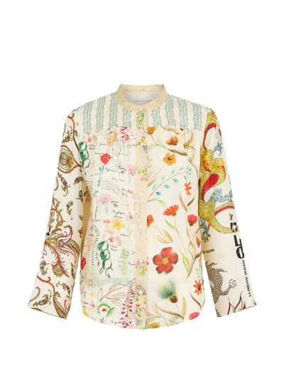 La Prestic Ouiston Mandarin-collar Print Shirt In Multi