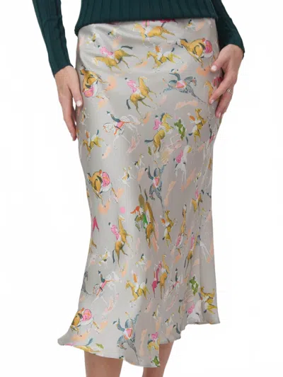 La Prestic Ouiston Nola Silk Skirt In Cavallo Gris In Gray