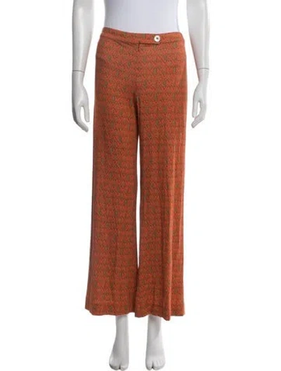 Pre-owned La Prestic Ouiston Paisley Print Wide Leg Pants In Orange