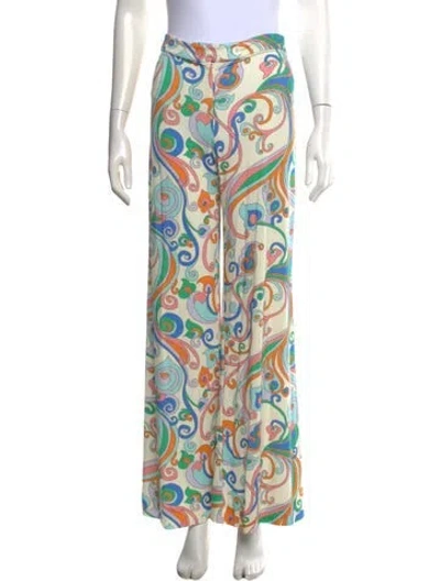 Pre-owned La Prestic Ouiston Paisley Print Wide Leg Pants W/ Tags In Multi