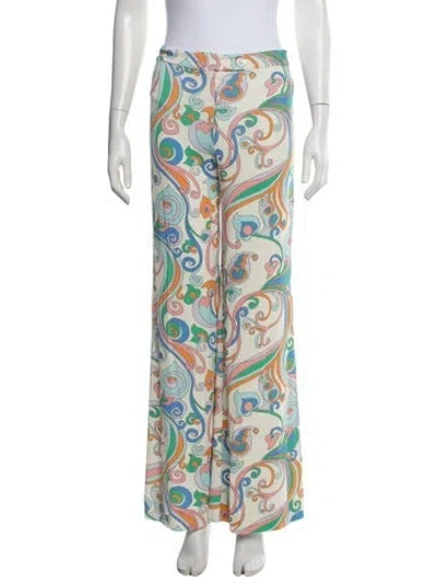Pre-owned La Prestic Ouiston Paisley Print Wide Leg Pants W/ Tags In Multi