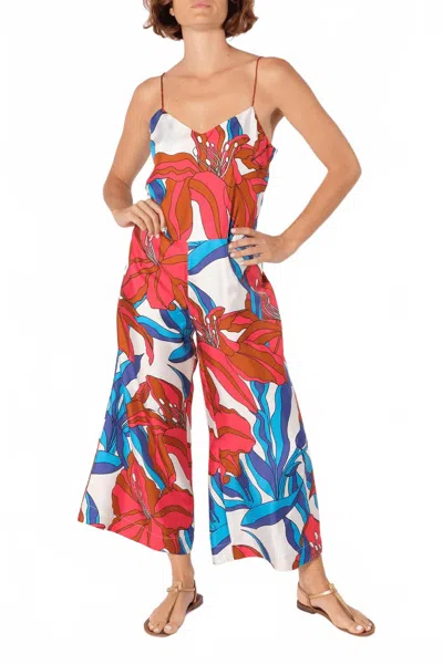LA PRESTIC OUISTON PAULETTE JUMPSUIT IN MIX SPICE WHITE LILY