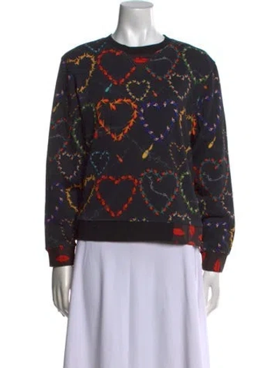 Pre-owned La Prestic Ouiston Printed Crew Neck Sweatshirt In Black