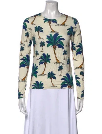 Pre-owned La Prestic Ouiston Printed Crew Neck Top In Neutrals