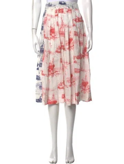 Pre-owned La Prestic Ouiston Printed Midi Length Skirt In Pink