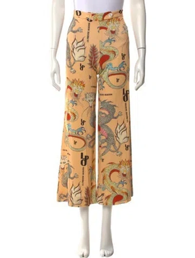 Pre-owned La Prestic Ouiston Printed Wide Leg Pants In Multi