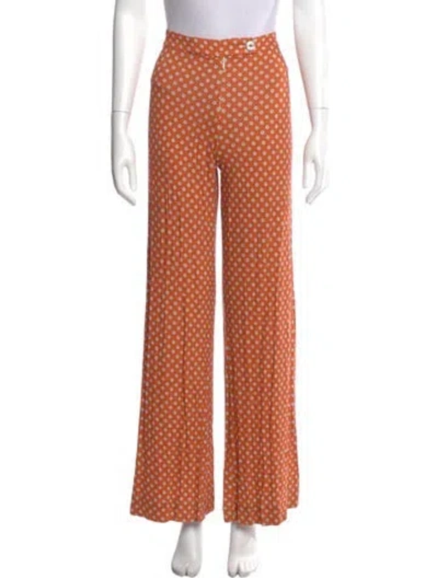 Pre-owned La Prestic Ouiston Printed Wide Leg Pants W/ Tags In Orange