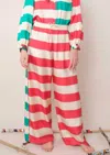 La Prestic Ouiston Ring Se Wide Leg Pants In Mix Raye Polo Fuschia In Multi